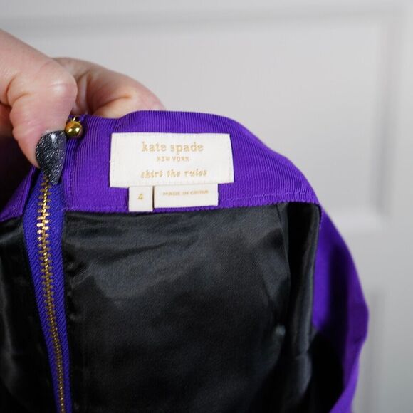 Kate Spade Womens Kylie Jewelbox Purple Colorful Striped Tweed Mini Skirt Size 4 - Picture 6 of 8